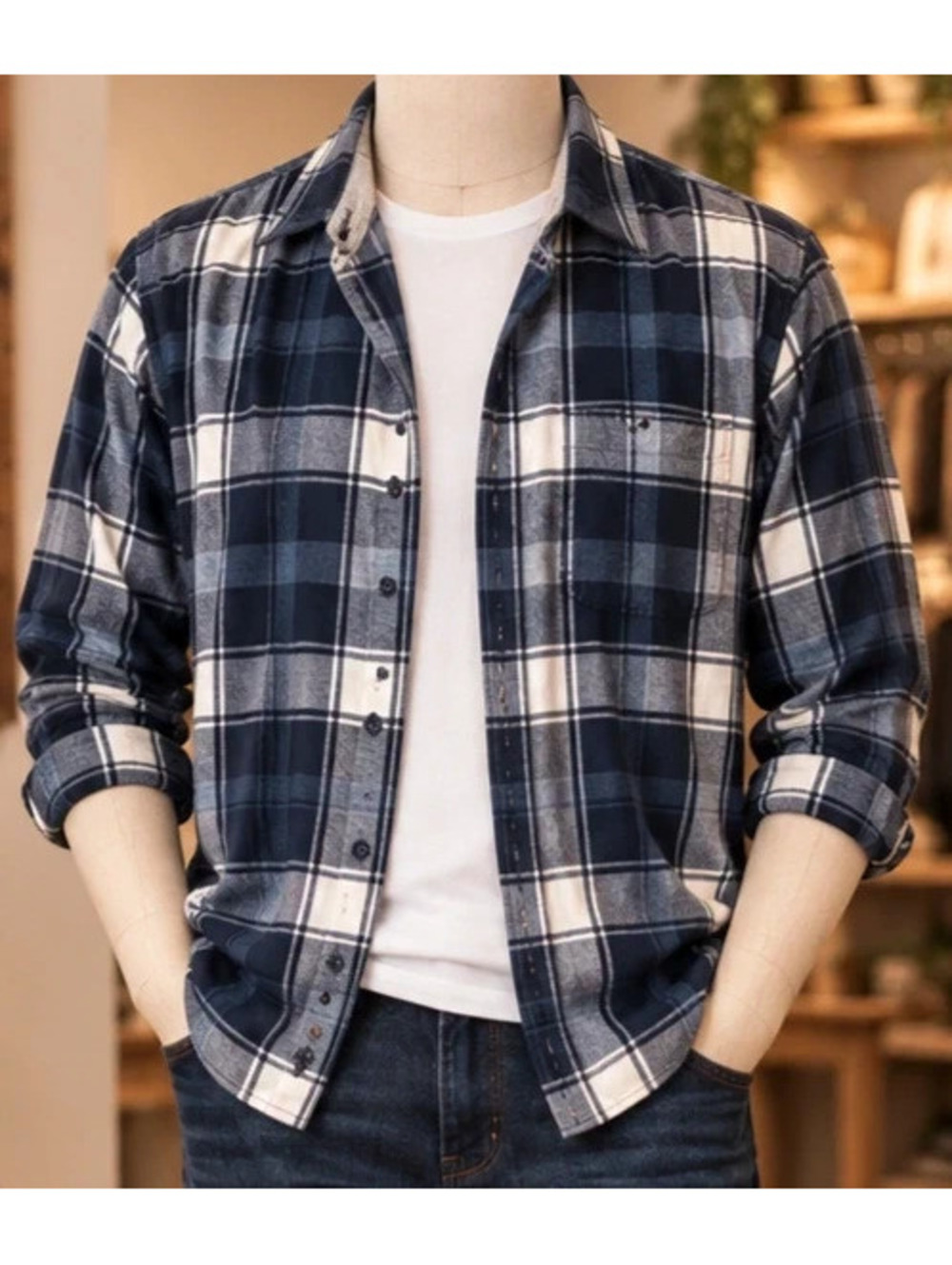 Eddie bauer blue plaid button-up
